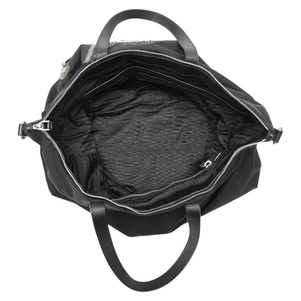 プラダ ドクロ スカル スタッズ ハンドバッグ トートバッグ  ブラック ナイロン レザー レディース PRADA 【中古】
