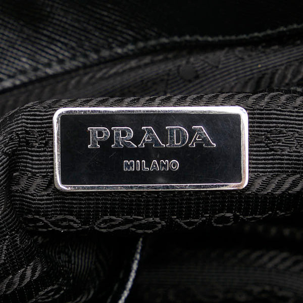 プラダ ドクロ スカル スタッズ ハンドバッグ トートバッグ  ブラック ナイロン レザー レディース PRADA 【中古】