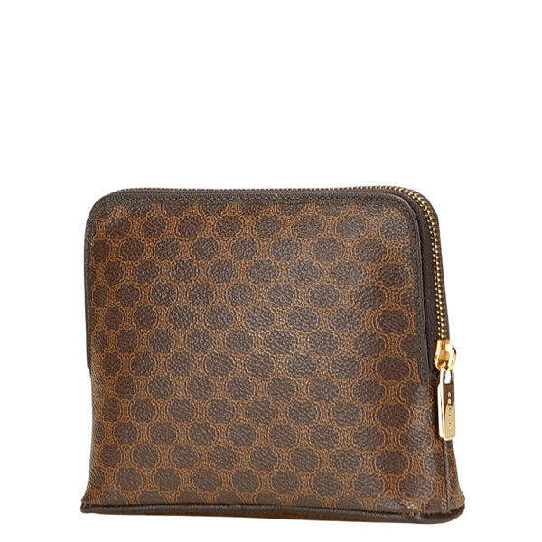 セリーヌ マカダム ポーチ ブラウン PVC レザー レディース CELINE 【中古】