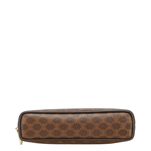 セリーヌ マカダム ポーチ ブラウン PVC レザー レディース CELINE 【中古】