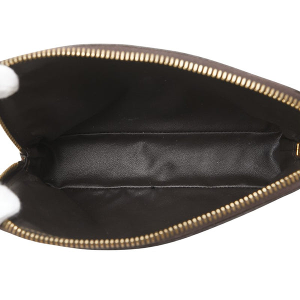 セリーヌ マカダム ポーチ ブラウン PVC レザー レディース CELINE 【中古】