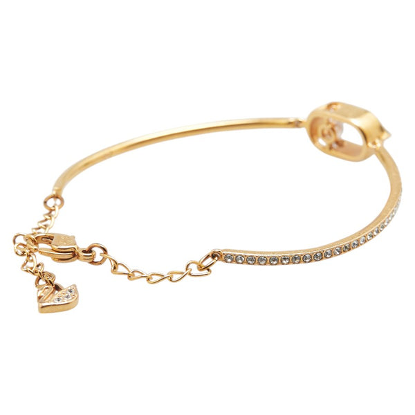 スワロフスキー ラインストーン ブレスレット ゴールド メッキ レディース SWAROVSKI 【中古】
