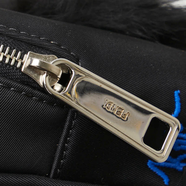 フェンディ カーリト リュック モチーフ キーホルダー 小物入れ 7AR512 ブラック ブルー ナイロン レザー レディース FENDI 【中古】