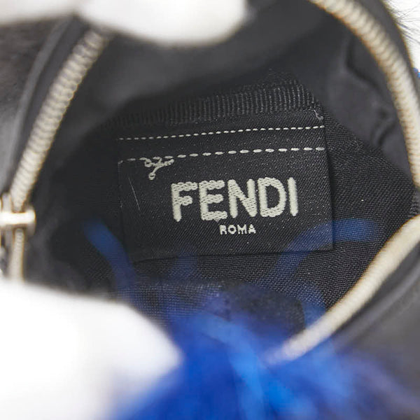 フェンディ カーリト リュック モチーフ キーホルダー 小物入れ 7AR512 ブラック ブルー ナイロン レザー レディース FENDI 【中古】