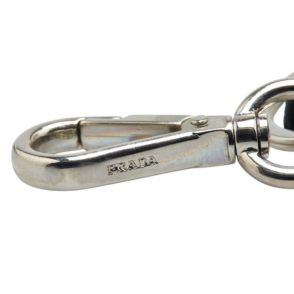 プラダ バタフライ 蝶 モチーフ キーホルダー キーリング オレンジ ブラック シルバー レザー メタル レディース PRADA 【中古】