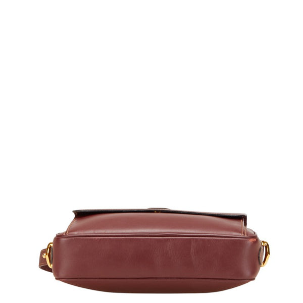 カルティエ マストライン ショルダーバッグ ワインレッド ボルドー レザー レディース CARTIER 【中古】