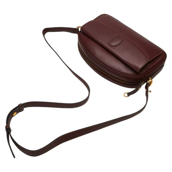 カルティエ マストライン ショルダーバッグ ワインレッド ボルドー レザー レディース CARTIER 【中古】