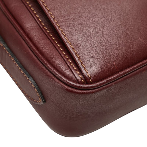 カルティエ マストライン ショルダーバッグ ワインレッド ボルドー レザー レディース CARTIER 【中古】