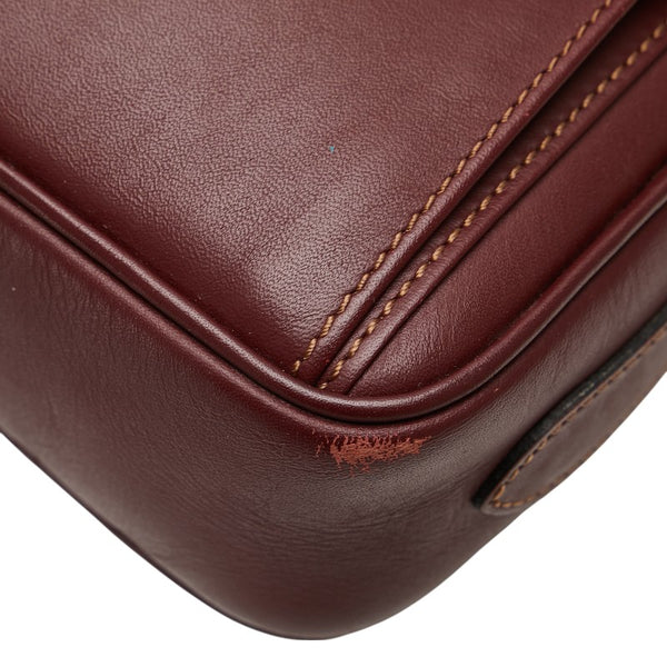 カルティエ マストライン ショルダーバッグ ワインレッド ボルドー レザー レディース CARTIER 【中古】