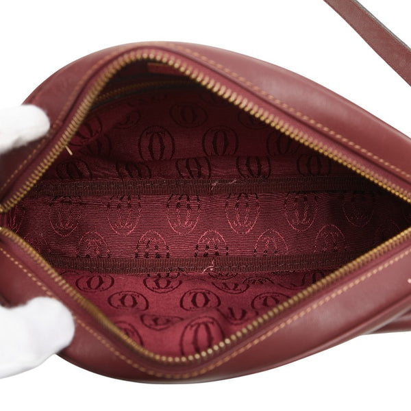 カルティエ マストライン ショルダーバッグ ワインレッド ボルドー レザー レディース CARTIER 【中古】