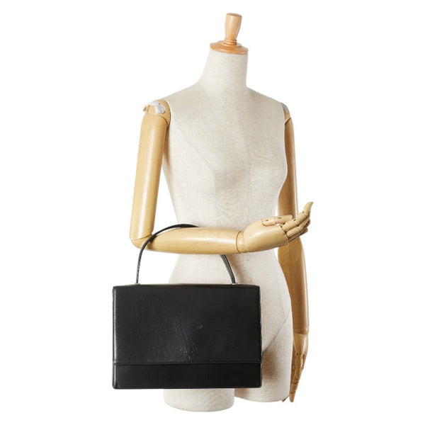プラダ ロゴ ハンドバッグ ブラック レザー レディース PRADA 【中古】