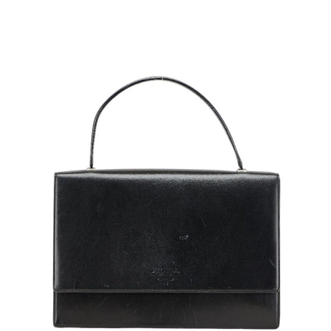 プラダ ロゴ ハンドバッグ ブラック レザー レディース PRADA 【中古】