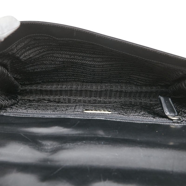 プラダ ロゴ ハンドバッグ ブラック レザー レディース PRADA 【中古】