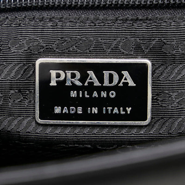 プラダ ロゴ ハンドバッグ ブラック レザー レディース PRADA 【中古】