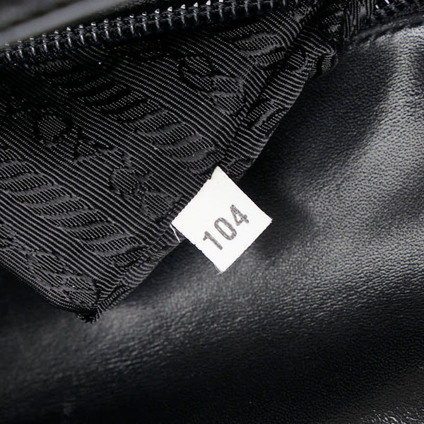 プラダ ロゴ ハンドバッグ ブラック レザー レディース PRADA 【中古】