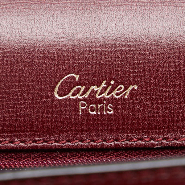カルティエ マストライン 斜め掛け ショルダーバッグ ワインレッド ボルドー レザー レディース CARTIER 【中古】