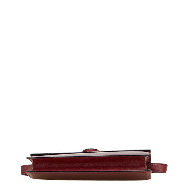 カルティエ マストライン 斜め掛け ショルダーバッグ ワインレッド ボルドー レザー レディース CARTIER 【中古】