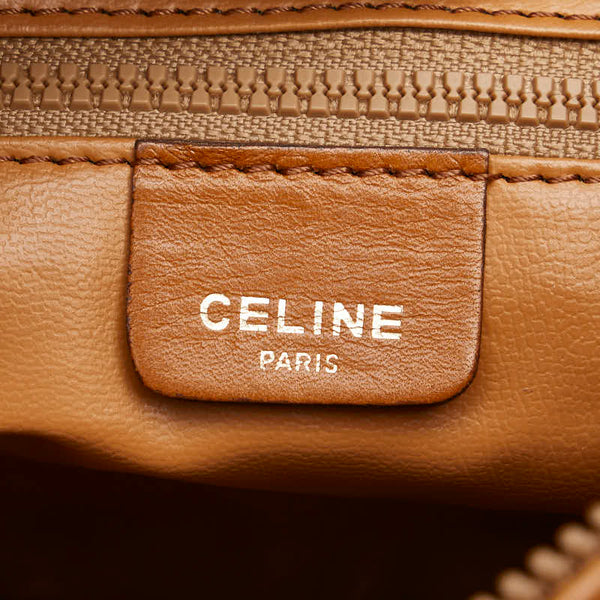 セリーヌ マカダム 斜め掛け ショルダーバッグ ホワイト ブラウン PVC レザー レディース CELINE 【中古】