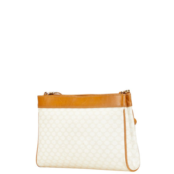 セリーヌ マカダム 斜め掛け ショルダーバッグ ホワイト ブラウン PVC レザー レディース CELINE 【中古】