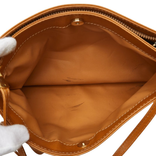 セリーヌ マカダム 斜め掛け ショルダーバッグ ホワイト ブラウン PVC レザー レディース CELINE 【中古】