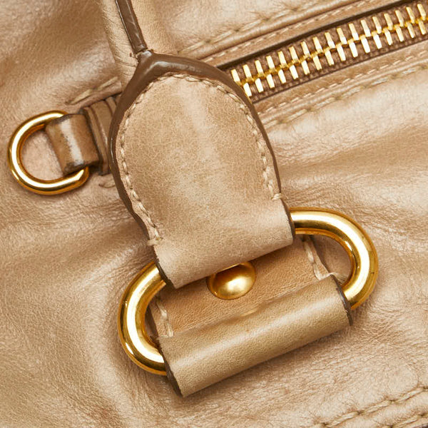 プラダ 三角ロゴプレート ハンドバッグ ショルダーバッグ 2WAY ベージュ レザー レディース PRADA 【中古】