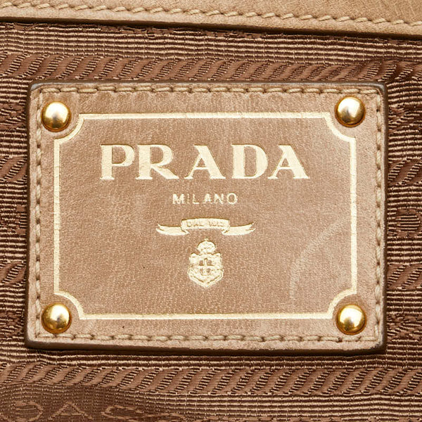 プラダ 三角ロゴプレート ハンドバッグ ショルダーバッグ 2WAY ベージュ レザー レディース PRADA 【中古】