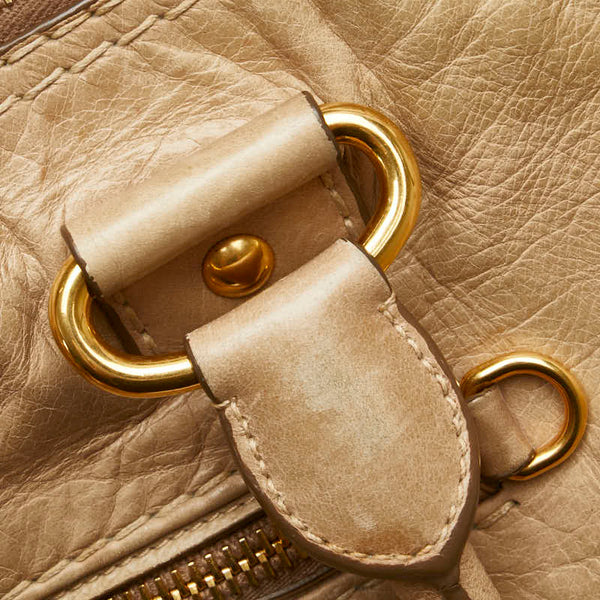 プラダ 三角ロゴプレート ハンドバッグ ショルダーバッグ 2WAY ベージュ レザー レディース PRADA 【中古】