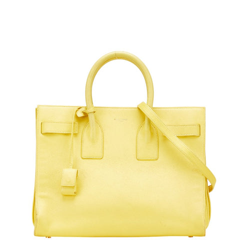 サンローラン サックドジュール ハンドバッグ ショルダーバッグ 2WAY 324823 イエロー レザー レディース SAINT LAURENT 【中古】