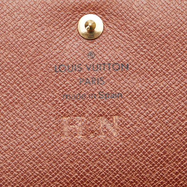 ルイ ヴィトン モノグラム ポルトモネ ビエ トレゾール 二つ折り財布 M61730 ブラウン PVC レザー レディース LOUIS VUITTON 【中古】