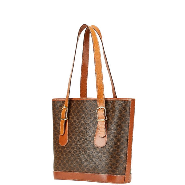セリーヌ マカダム ハンドバッグ ブラウン PVC レザー レディース CELINE 【中古】