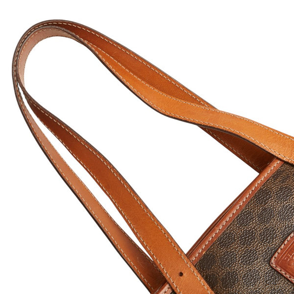 セリーヌ マカダム ハンドバッグ ブラウン PVC レザー レディース CELINE 【中古】
