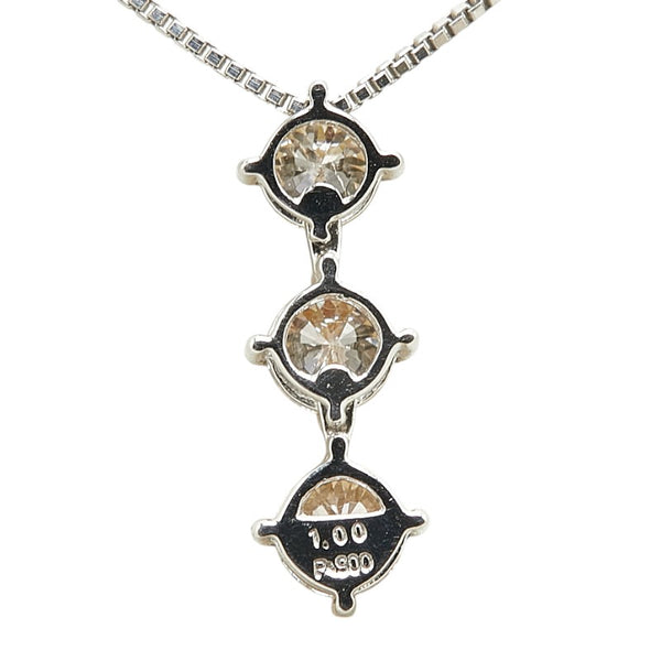 Pt900 プラチナ Pt850 プラチナ ダイヤ1.00ct プチ 3連 ネックレス レディース 【中古】