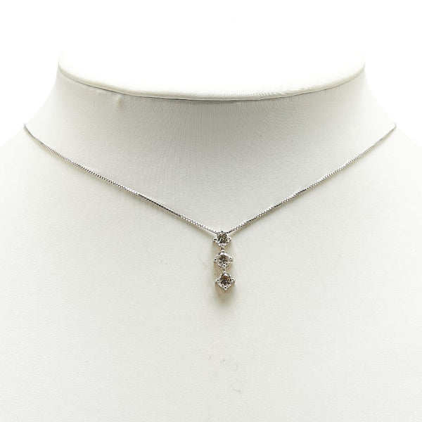 Pt900 プラチナ Pt850 プラチナ ダイヤ1.00ct プチ 3連 ネックレス レディース 【中古】