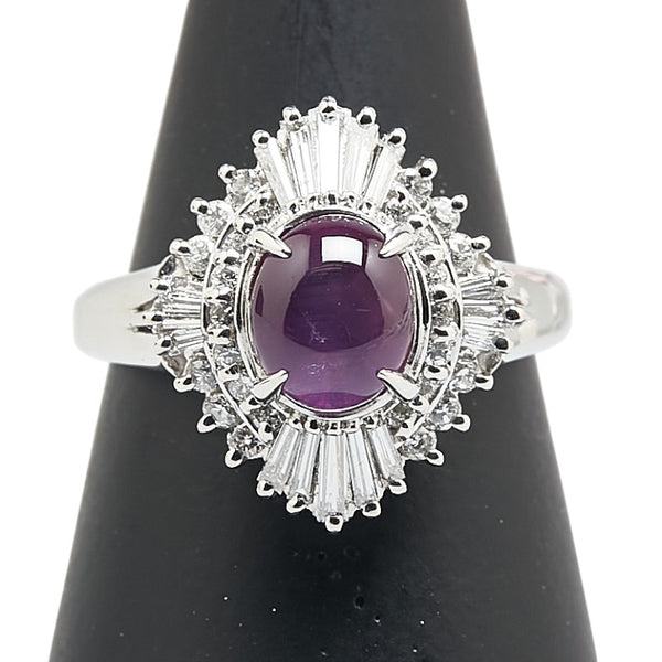 Pt900 プラチナ スターサファイア2.258ct ダイヤ0.63ct リング 指輪 レディース 11号 【中古】