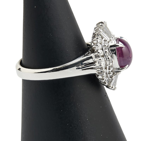 Pt900 プラチナ スターサファイア2.258ct ダイヤ0.63ct リング 指輪 レディース 11号 【中古】
