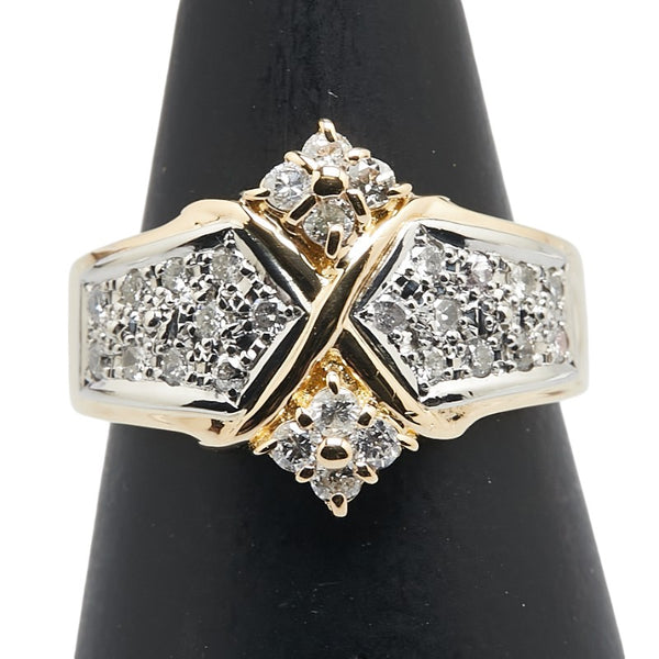 K18YG イエローゴールド Pt900 プラチナ コンビ ダイヤ0.40ct リング 指輪 レディース 10号 【中古】