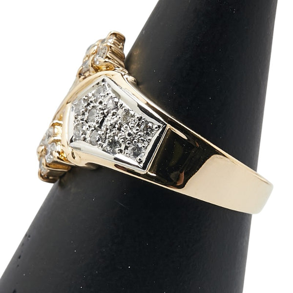 K18YG イエローゴールド Pt900 プラチナ コンビ ダイヤ0.40ct リング 指輪 レディース 10号 【中古】