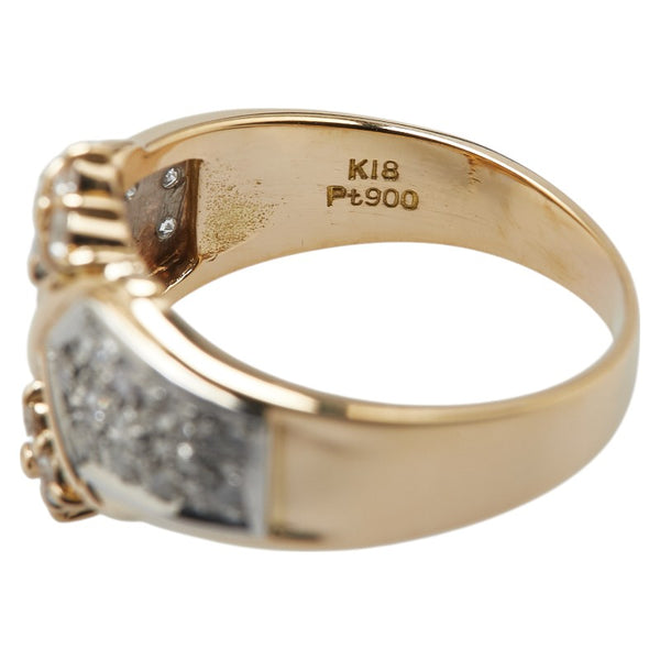 K18YG イエローゴールド Pt900 プラチナ コンビ ダイヤ0.40ct リング 指輪 レディース 10号 【中古】