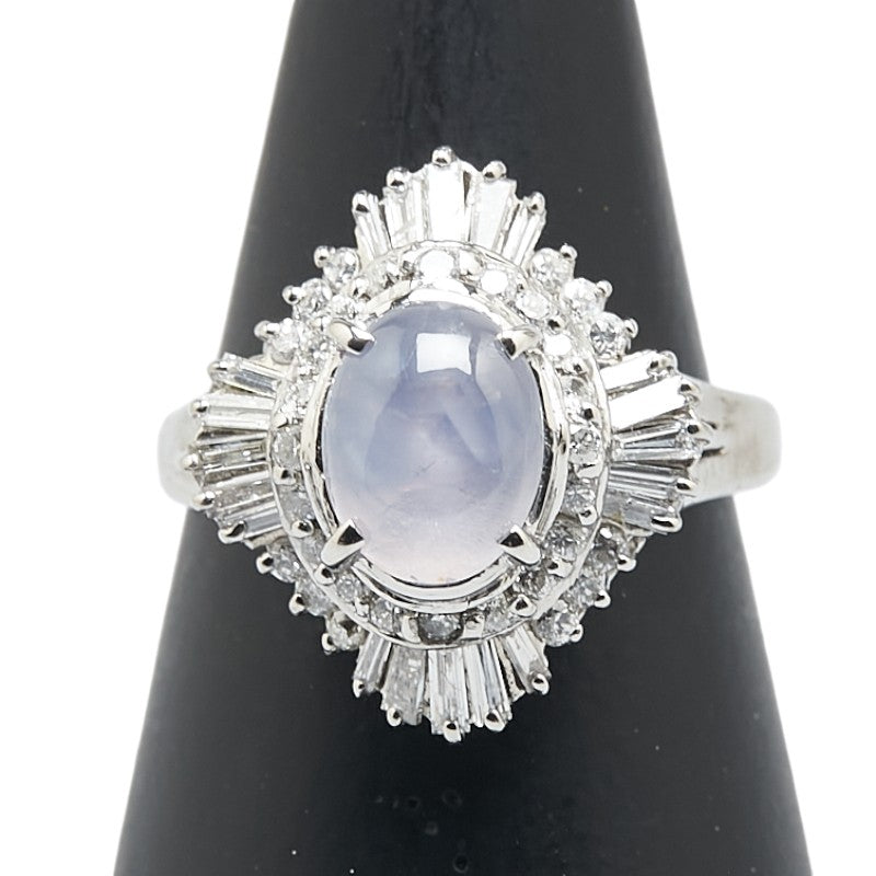 Pt900 プラチナ スターサファイア2.20ct ダイヤ0.59ct リング 指輪 レディース 10.5号 【中古】