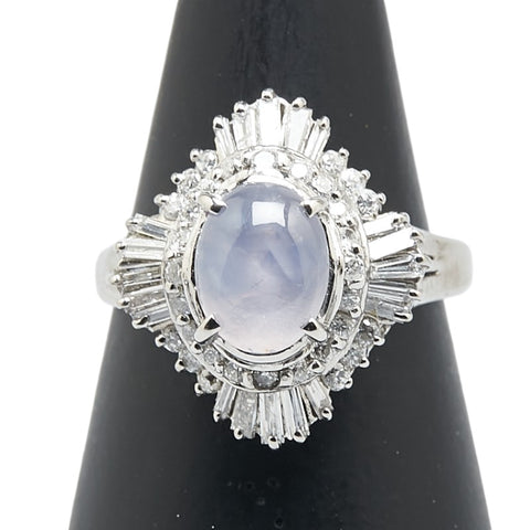 Pt900 プラチナ スターサファイア2.20ct ダイヤ0.59ct リング 指輪 レディース 10.5号 【中古】