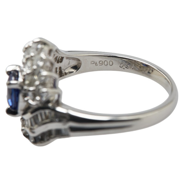 Pt900 プラチナ サファイア0.81ct ダイヤ1.03ct リング 指輪 レディース 11.5号 【中古】