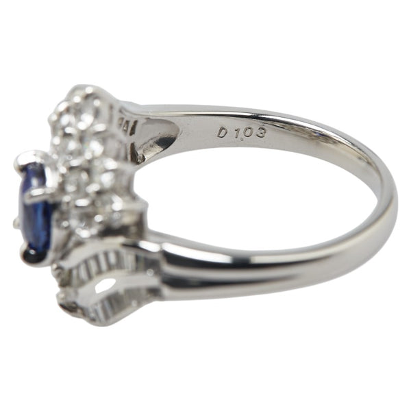 Pt900 プラチナ サファイア0.81ct ダイヤ1.03ct リング 指輪 レディース 11.5号 【中古】
