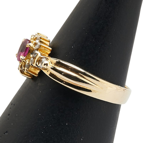 レッド K18YG イエローゴールド ルビー0.20ct ダイヤ0.16ct リング 指輪 レディース 11号 【中古】