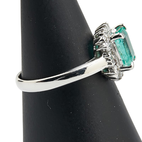 グリーン Pt900 プラチナ エメラルド1.10ct ダイヤ0.32ct リング 指輪 レディース 13号 【中古】