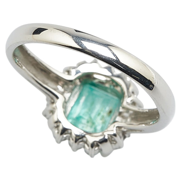 グリーン Pt900 プラチナ エメラルド1.10ct ダイヤ0.32ct リング 指輪 レディース 13号 【中古】