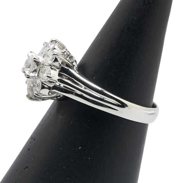 Pt900 プラチナ ダイヤ0.75ct 花 フラワー モチーフ リング 指輪 レディース 9号 【中古】