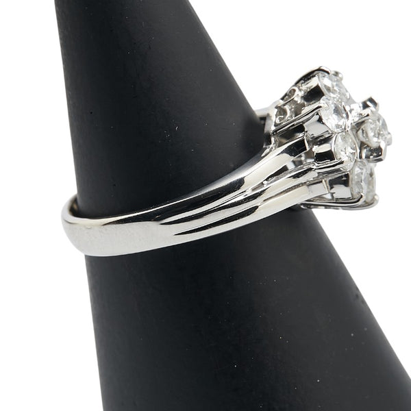 Pt900 プラチナ ダイヤ0.75ct 花 フラワー モチーフ リング 指輪 レディース 9号 【中古】