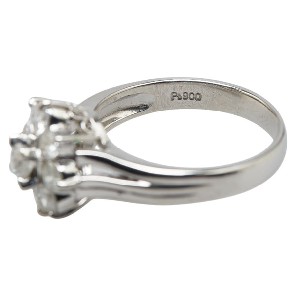 Pt900 プラチナ ダイヤ0.75ct 花 フラワー モチーフ リング 指輪 レディース 9号 【中古】