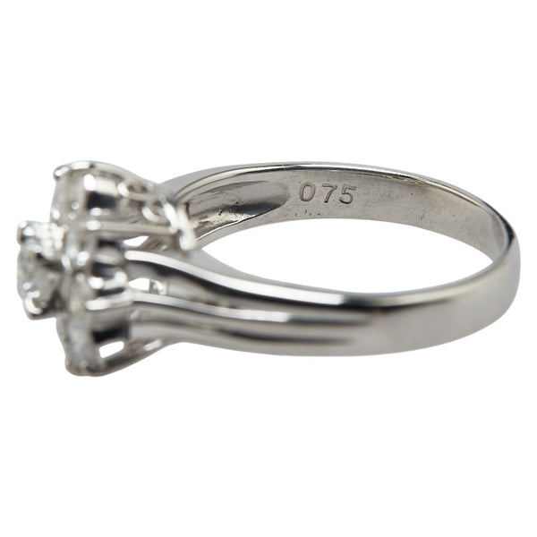 Pt900 プラチナ ダイヤ0.75ct 花 フラワー モチーフ リング 指輪 レディース 9号 【中古】