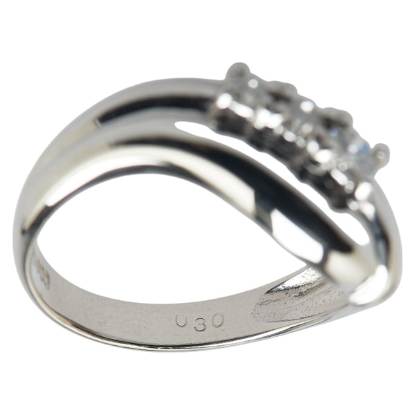 Pt900 プラチナ ダイヤ0.30ct スリーストーン リング 指輪 レディース 14.5号 【中古】